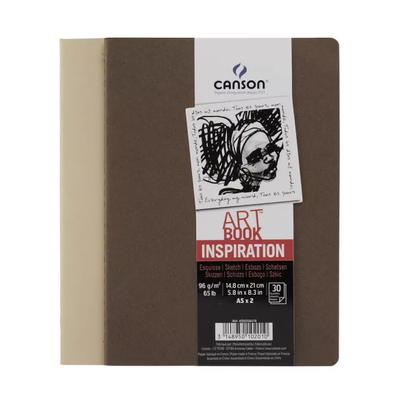 CANSON ArtBooks Inspiration vázlatfüzet, 30 ív,   A5 borító: dohány/osztriga