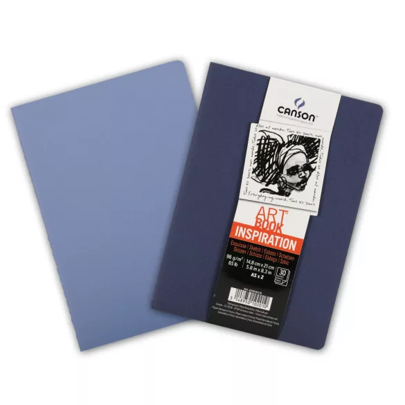CANSON ArtBooks Inspiration vázlatfüzet, 30 ív,   A5 borító: indigó/levendula