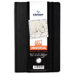CANSON ArtBooks UNIVERSAL, vázlatkönyv,  rögzítő gumipánt, belső tasak 96g 112 ív 14 x 21,6
