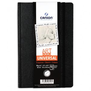 CANSON ArtBooks UNIVERSAL, vázlatkönyv, finom szemcsés papír, rögzítő gumipánt, belső tasak 96g/m2 112 ív 14 x 21,6