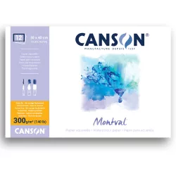   Akvarelltömb - Canson Montval Cold Pressed Watercolour Paper, Glued on 4 Sides, 300g, 12 sheets, 30x40cm