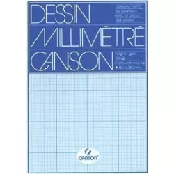   CANSON MM - miliméter rajzpapir, kékes színű nyomat - 90g/m2 tömb, 50 ív A4