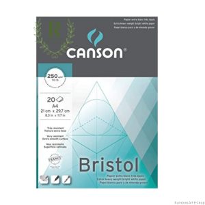 CANSON Illustration Bristol, fehér síma rajztömb illusztrációhoz, rövid oldalán ragasztott 250gr 20 ív A4