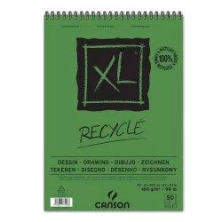   CANSON XL RECYCLE, természetes fehér, újra hasznosított, savmentes rajztömb, röv.old. spirálkötött, mikroperforált 160g/m2 50 ív A4