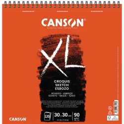   CANSON XL CROQUIS savmentes, csontfehér skiccpapír-tömb rövid oldalán spirálkötött, mikroperforált 90g/m2 120 ív 30x30 cm
