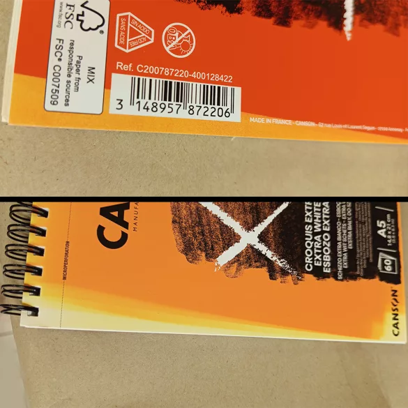 Vázlattömb - CANSON "XL" Croquis 90gr, 120 Sheets Short Side Spiral - A5