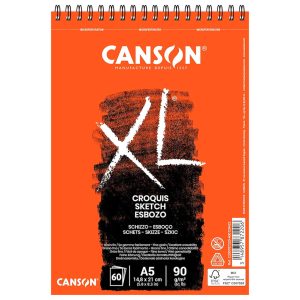 Vázlattömb - CANSON "XL" Croquis 90gr, 120 Sheets Short Side Spiral - A5