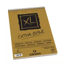   CANSON XL EXTRA BLANC, extra fehér, savmentes, skiccpapír-tömb, rövid oldalán spirálkötött, mikroperforált 90g/m2 120 ív A4