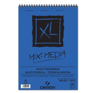 CANSON XL MIX MEDIA természetes fehér enyhén szemcsés rajtömb, rajz és akv. pap. röv. old. spirálkötött, mikroperforált 300g/m2 30 ív A4