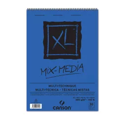   CANSON XL MIX MEDIA természetes fehér enyhén szemcsés rajztömb, rajz és akv. pap. röv. old. spirálkötött, mikroperforált 300g/m2 30 ív A3