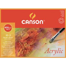   CANSON Acrylic savmentes akvarell- és akril festő-tömb 100 % alfa cellulózból, (4-oldalt ragasztott) 400 gr, 10 ív, finom, 24 x 32 cm