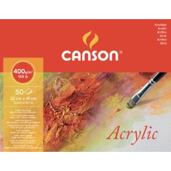   CANSON Acrylic savmentes akvarell- és akril festő-tömb 100 % alfa cellulózból, (hosszú oldalán ragasztott) 400 gr, 50 ív, finom, 32 x 41 cm