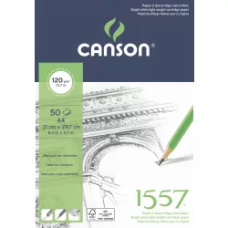   Vázlattömb, savmentes - Canson Dessin 1557 Drawing Paper Block, short side glued, 50 sheets, 120g, A4