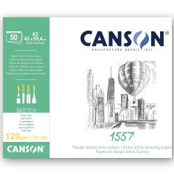   Vázlattömb, savmentes - Canson Dessin 1557 Drawing Paper Block, short side glued, 50 sheets, 120g, A2