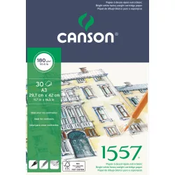   Vázlattömb, savmentes - Canson Dessin 1557 Drawing Paper Block, short side glued, 30 sheets, 180g, A3