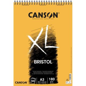 CANSON XL BRISTOL extra- fehér, sima rajztömb, spirálkötéses, mikroperforált 180g/m2 50 ív A4