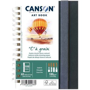 Canson C á grain Art Book Rajzkönyv, spirálkötött, fekete borítóval, 180g/m2 50 ív 100 oldal A5