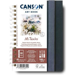 CANSON Art Book Mi Teintes Portrait könyv, spirálkötött, fekete borítóval, fehér, 160g/m2 40 ív 80 o