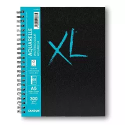   CANSON Books XL Akvarellkönyv, természetes fehér, enyhén szemcsés, spirálkötött, fekete borítóval, 300g/m2 34 ív 68 oldal, A5