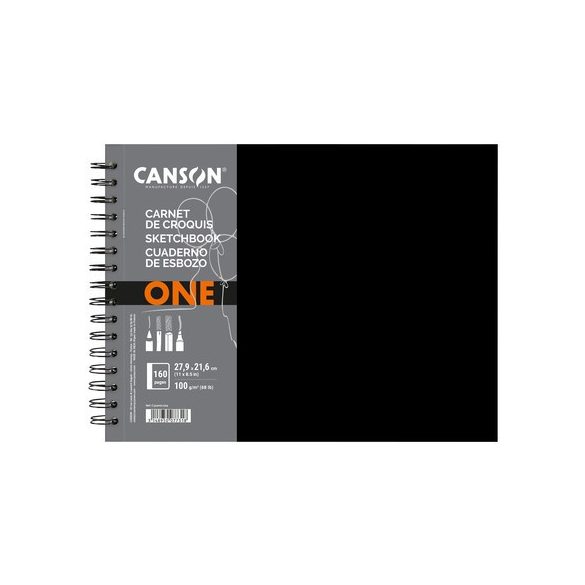 CANSON ArtBooks: "ONE", spirálkötött, finom szemcsés papír 100g/m2 80 ív, rövid oldalán spirálos - 21,6 x 27,9 cm