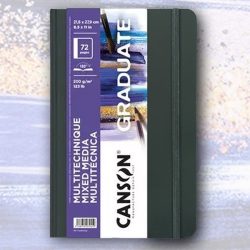   Vázlattömb és Festőtömb - Canson Graduate Mixed Media 72 pages 200g 180° - 14x21.6cm, A5 - Grey
