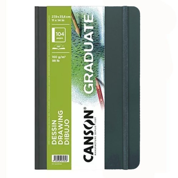 Sketch Book - Canson Graduate Dessin 104 pages 160g 180° - 14x21.6cm, A5 - Grey