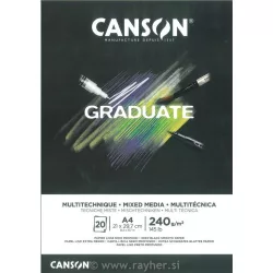   CANSON Graduate MIX MEDIA tömb, ragasztott 240g/m2 20 ív Fekete A4