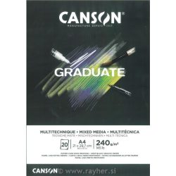   CANSON Graduate MIX MEDIA tömb, ragasztott 240g/m2 20 ív Fekete A3