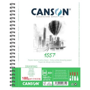 Sketchpad - CANSON 1557 Drawing 180gr, 30 Sheets Long Side Spiral - A5+