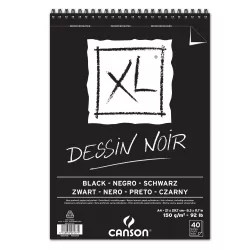 CANSON XL DESSIN NOIR, fekete fotókarton-tömb, spirálkötött, mikroperforált 150g/m2 40 ív A4