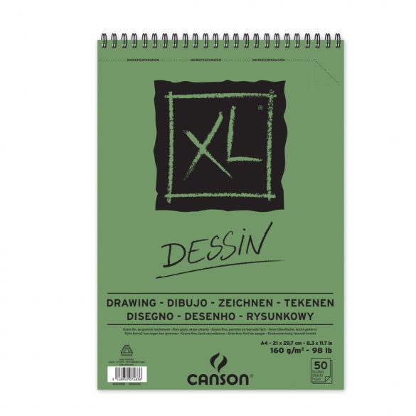 CANSON XL DESSIN, természetes fehér,   rajztömb, spirálkötött, mikroperforált 160g/m2 50 ív A4