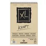 CANSON XL KRAFT, natúr barna színű rajztömb, rövid oldalán spirálkötött, mikroperforált 90g/m2 60 ív A3