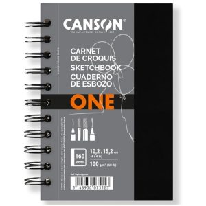 Vázlattömb - Canson Art Sketchbook ONE, Spiral, Microperforated Sheets 160 pages 100g (10,2x15,2cm) A6