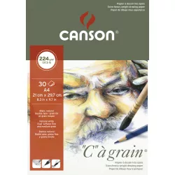   C á grain savmentes természetes fehér rajzpapír, finom szemcsés felülettel, tömb rövid oldalán ragasztott 224g/m2 30 ív A4