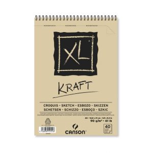 CANSON XL KRAFT, natúr barna színű rajztömb, spirálkötött, mikroperforált 90g/m2 40 ív A5