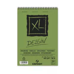   CANSON XL DESSIN, természetes fehér, savmentes rajztömb, rövid oldalán spirálkötött, mikroperforált 160g/m2 30 ív A5