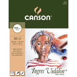  Ingres Vidalon CANSON, savmentes Ingres-papír, tömb kiszerelés 100g/m2 fehér 32 x 41