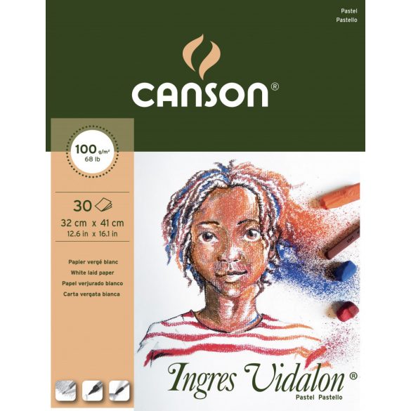 Ingres Vidalon CANSON, savmentes Ingres-papír, tömb kiszerelés 100g/m2 fehér 32 x 41