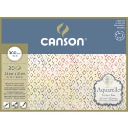   Aquarell CANSON, savmentes akvarelltömb, 60 % pamutból, 20 ív 4-oldalt ragasztott, 300 gr, finom, 23x31 cm