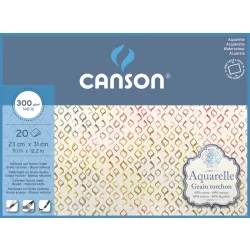   Aquarell CANSON, savmentes akvarelltömb, 60 % pamutból, 20 ív 4-oldalt ragasztott, 300 gr, érdes, 23x31 cm