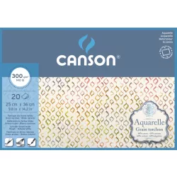   Aquarell CANSON, savmentes akvarelltömb, 60 % pamutból, 20 ív 4-oldalt ragasztott, 300 gr, érdes, 25x35 cm