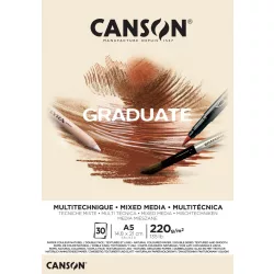   CANSON Graduate Natural MIX MEDIA tömb (okker), ragasztott 200g/m2 30 ív A5