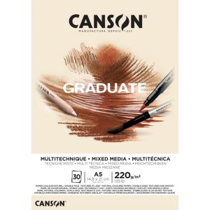 CANSON Graduate Natural MIX MEDIA tömb (okker), ragasztott 200g/m2 30 ív A5