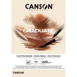   CANSON Graduate Natural MIX MEDIA tömb (okker), ragasztott 200g/m2 30 ív A4