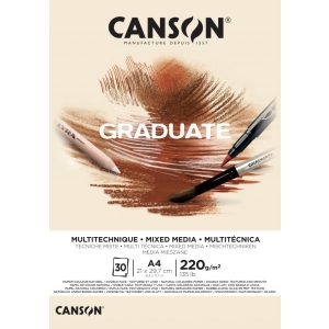 CANSON Graduate Natural MIX MEDIA tömb (okker), ragasztott 200g/m2 30 ív A4