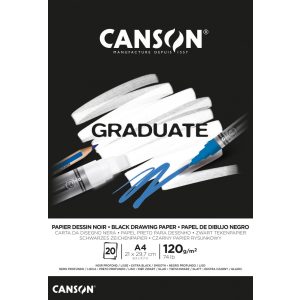 CANSON Graduate fekete papír-tömb, ragasztott 120g/m2 20 ív A4