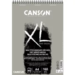   CANSON XL Sand grained, homokszemcsés pasztellpapír-tömb, rövid oldalán spirálkötött, mikroperforált 160g/m2 50 ív szürke A4
