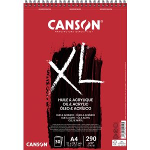 CANSON XL Olaj-Akril-tömb, vászonprégelt, spirálkötött, mikroperforált 290g/m2 30 ív A4