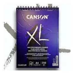   CANSON XL Fluid Mix Media tömb, folyékony médiumokhoz, röv. old. spirálkötött, mikroperforált 250g/m2 40 ív A4