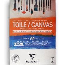   Canvas Pad - Clairefontaine Toile Canvas Pad - Polycotton White Canvas 200g, 10 sheets, A4